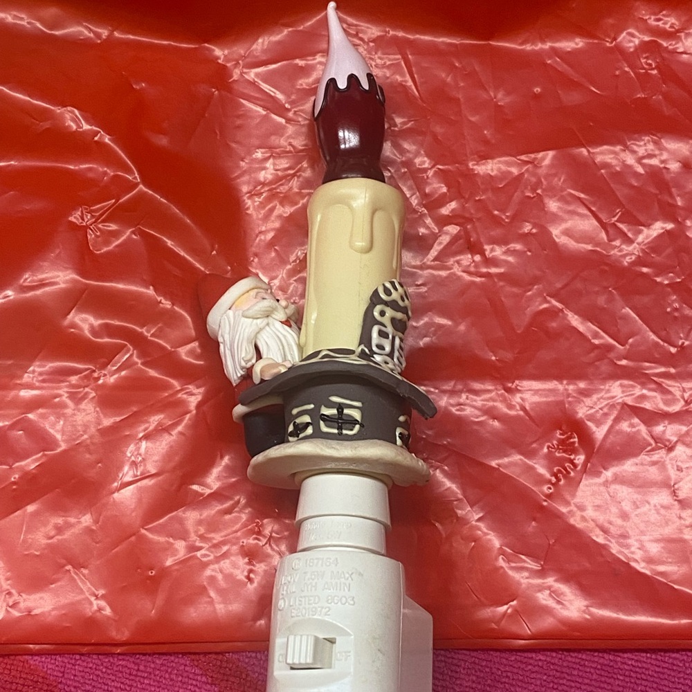 Vintage Christmas Candle Nightlight ~ Santa On The Roof Top Great Working Cond